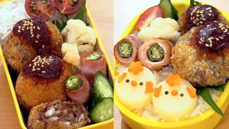 Episode 7 Colorful Inari-sushi Bento & Cabbage Menchi-katsu Bento