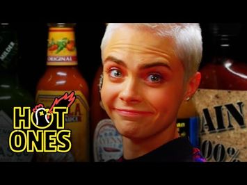 Cara Delevingne Shows Her Hot Sauce Balls While Eating Spicy Wings | Hot Ones